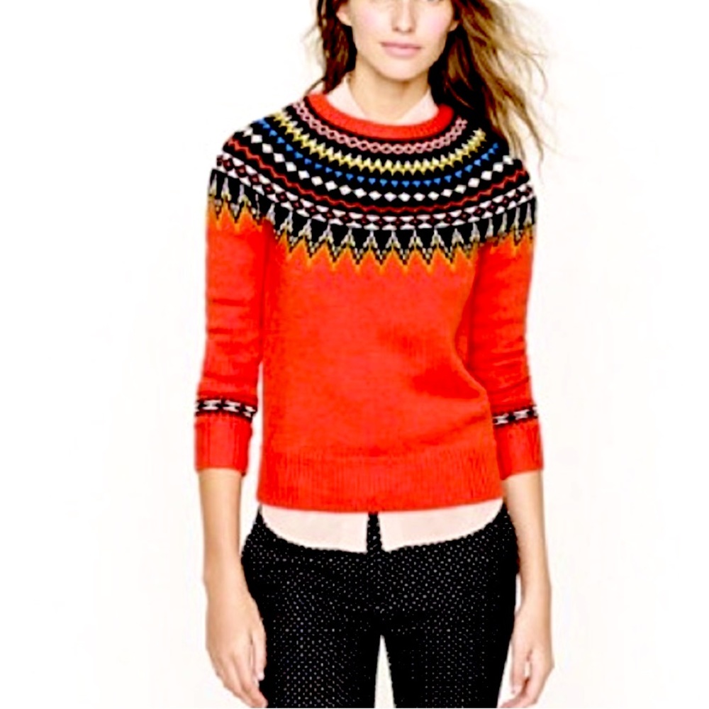 J. crew Fair Aisle Orange Sweater